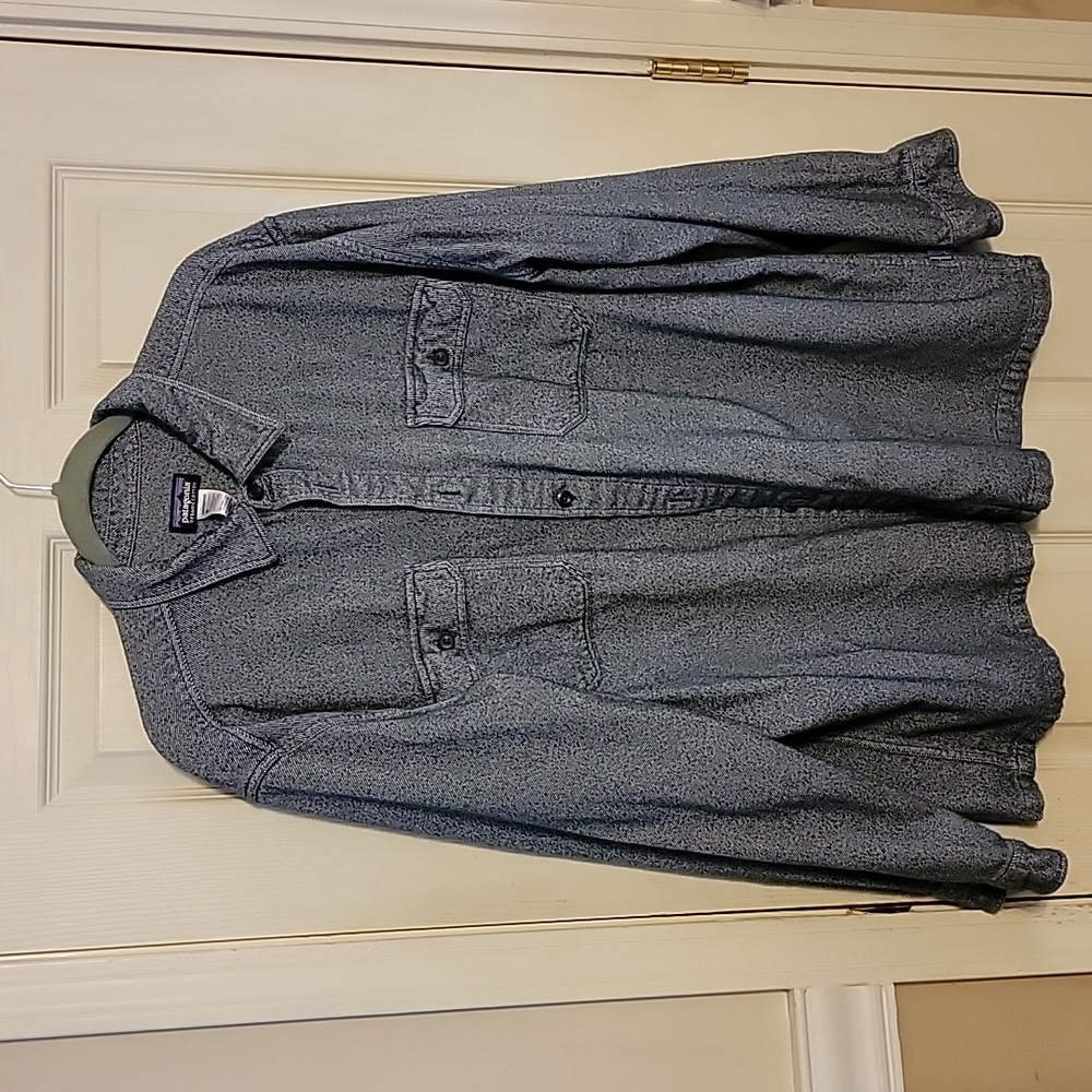 Patagonia Men's Organic Cotton Flannel Blue Long Sleeve Button Down Shirt XXL